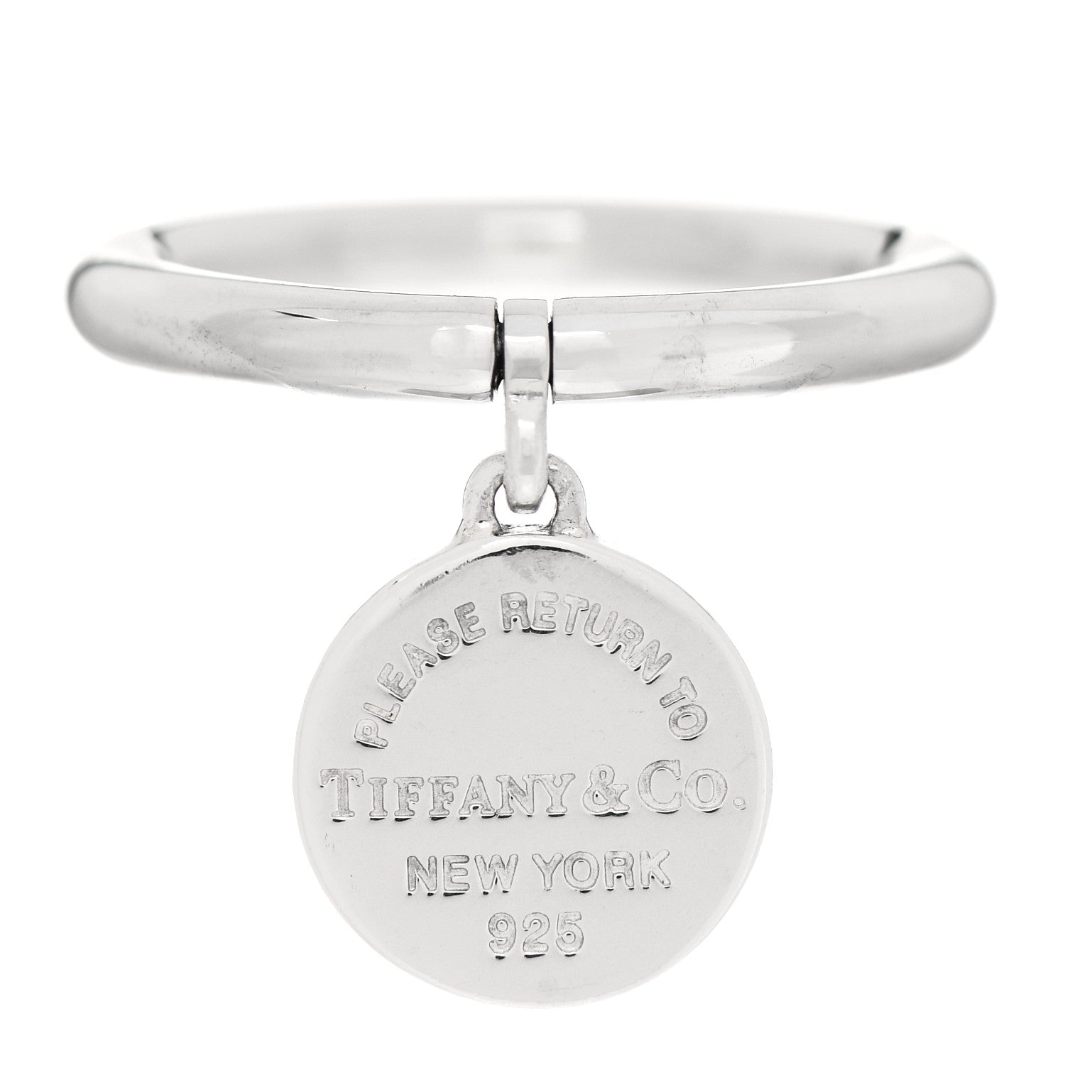 Tiffany Sterling Silver Return to Tiffany Round Charm Ring 53 6.25 1 of 5