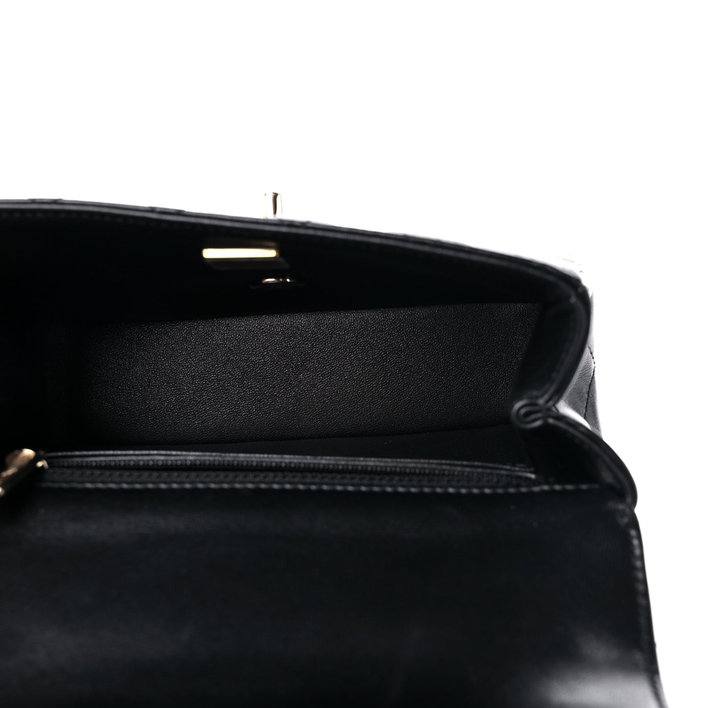 Lambskin Quilted Mini Crystal Top Handle Rectangular Flap Black