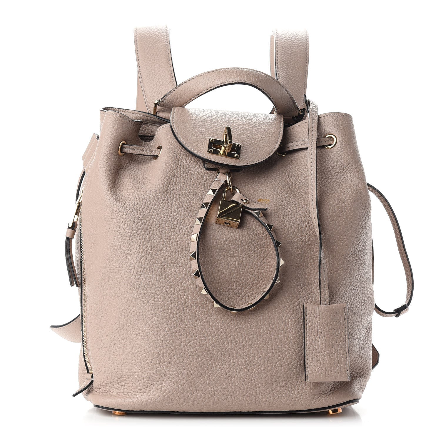 Valentino Garavani Pebbled Calfskin Rockstud Drawstring Backpack Poudre 1 of 9