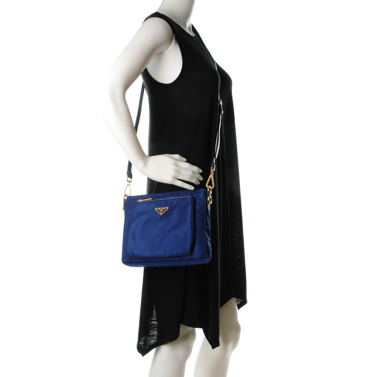 Prada Tessuto Nylon Saffiano Crossbody Bag Bleuette 2 of 9