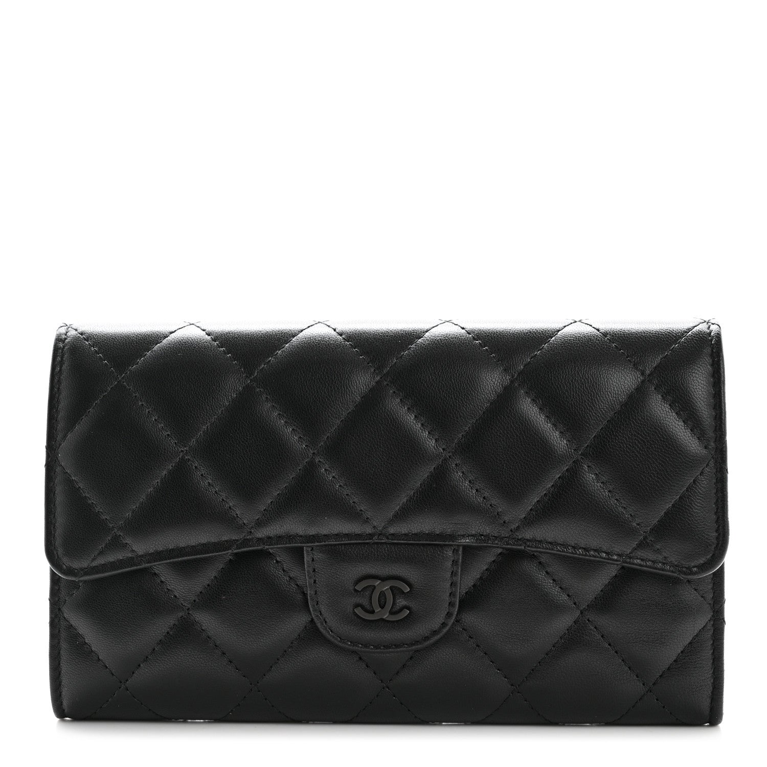 Chanel Lambskin Quilted Large Flap Wallet So Black 1 of 8