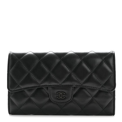 Chanel Lambskin Quilted Large Flap Wallet So Black 1 of 8