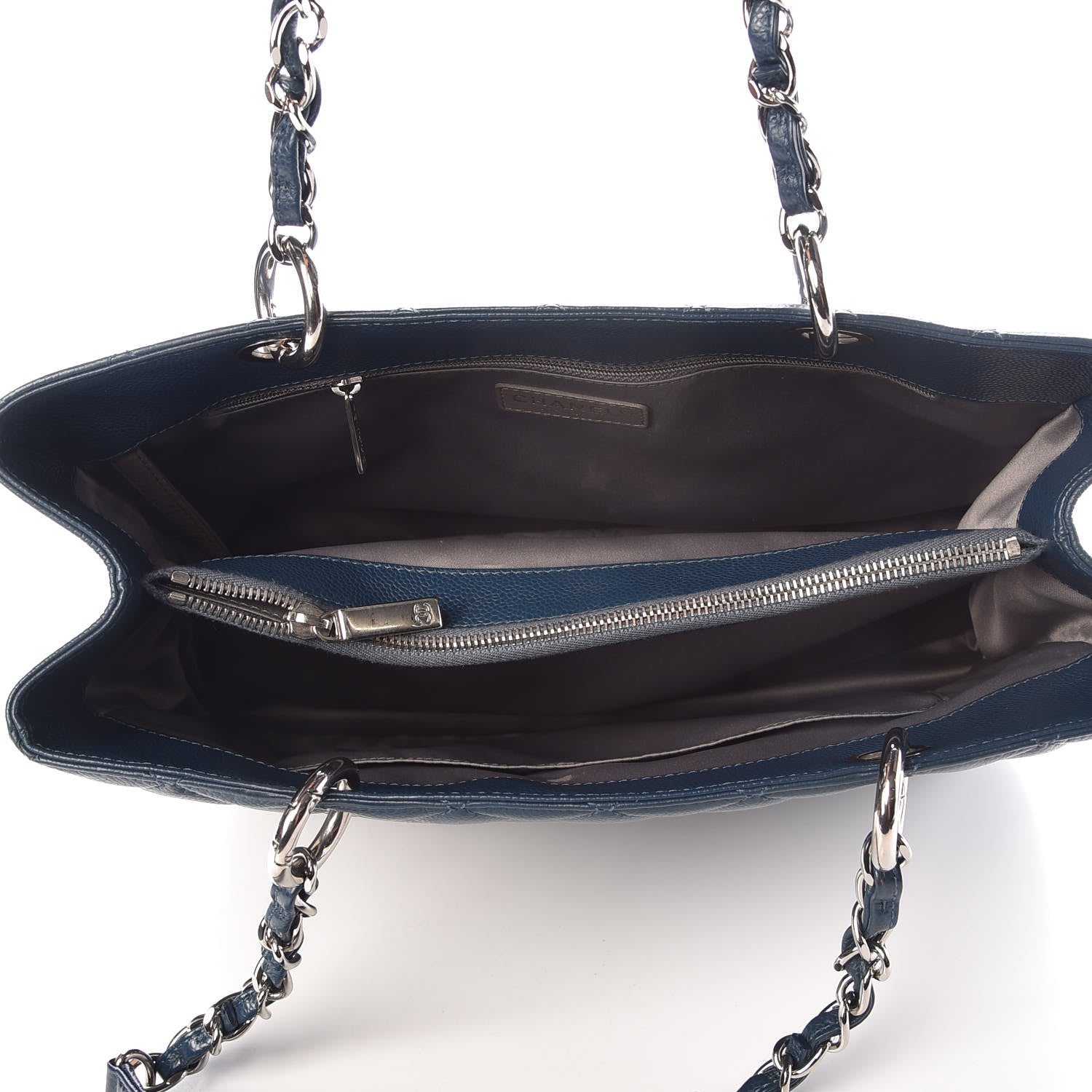 Chanel Caviar Quilted Grand Shopping Tote GST Dark Blue 5 of 9