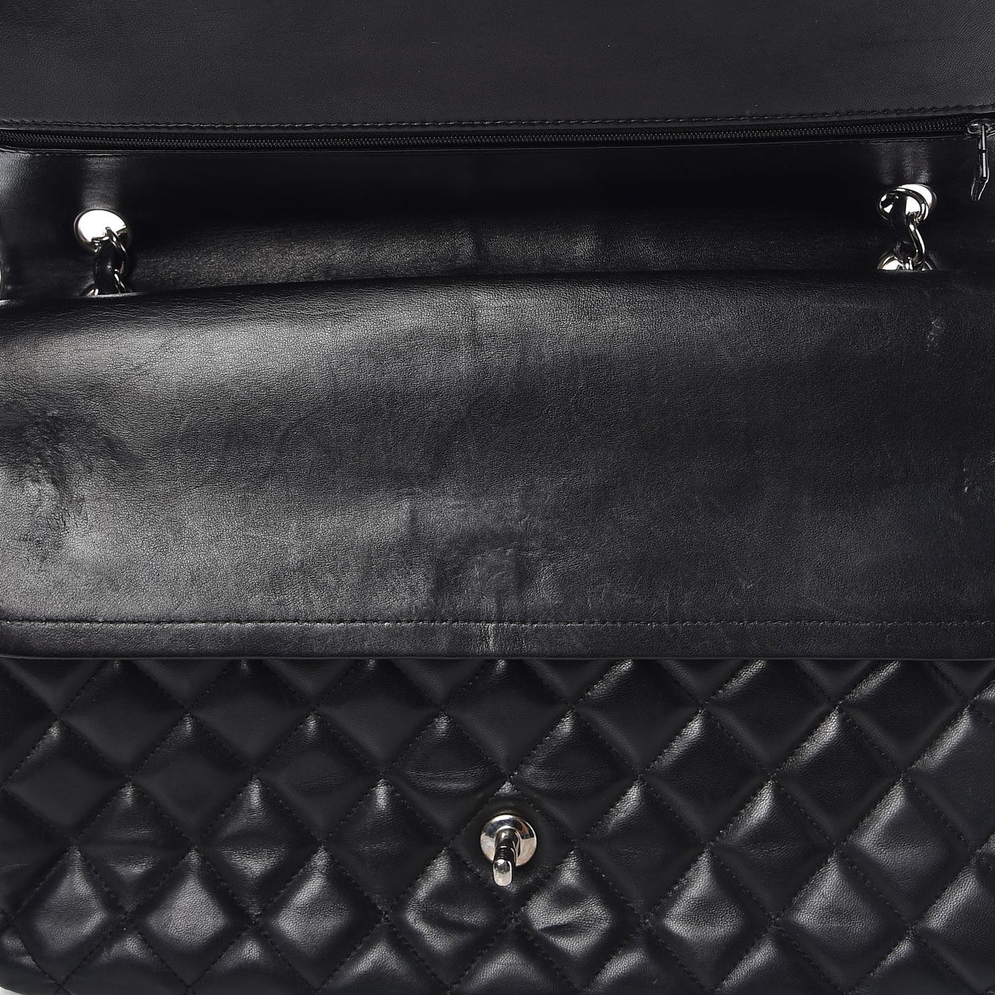 Lambskin Quilted Maxi Double Flap Black