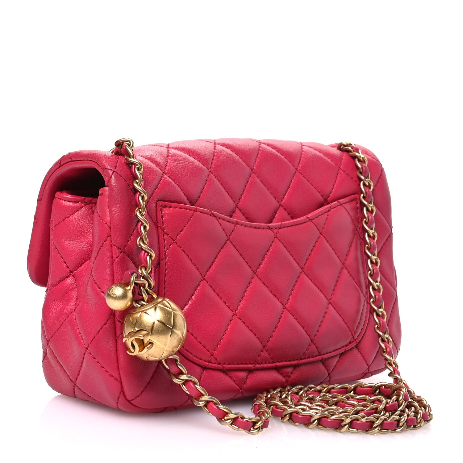 Chanel Lambskin Quilted Mini Rectangular Pearl Crush Flap Fuchsia 3 of 10