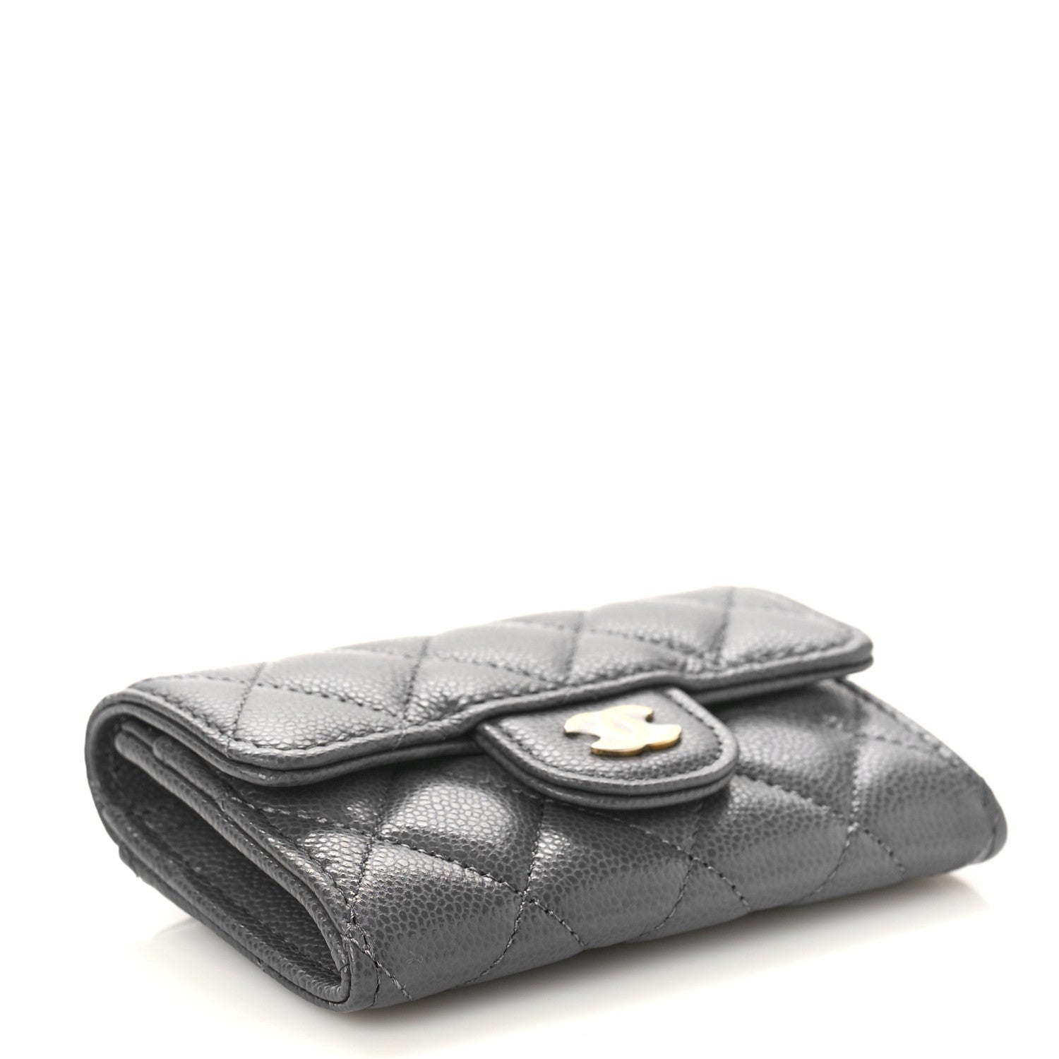 Chanel Caviar Quilted Flap Card Holder Wallet Dark Grey 4 of 10