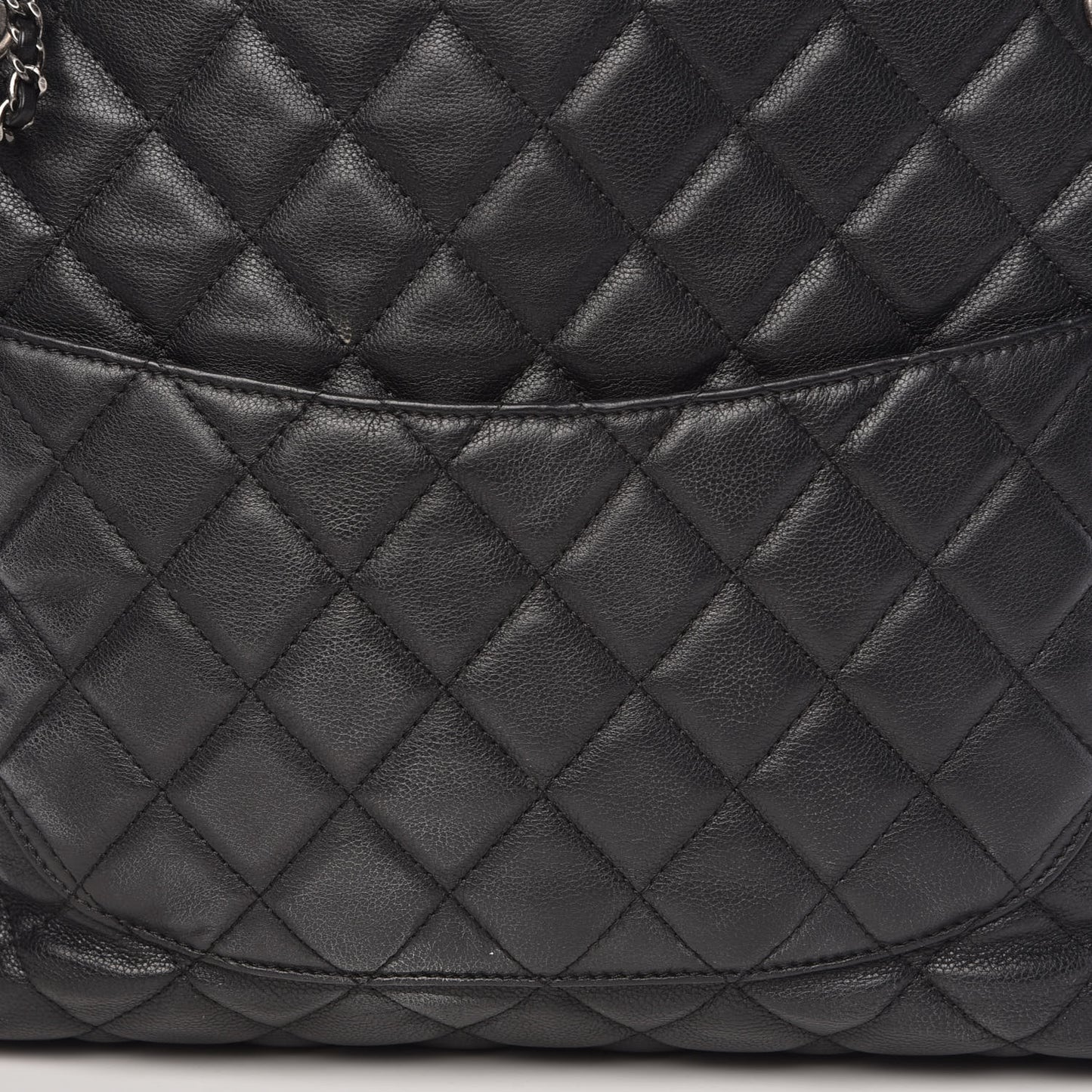 Calfskin Quilted Frame In Chain Tote Black