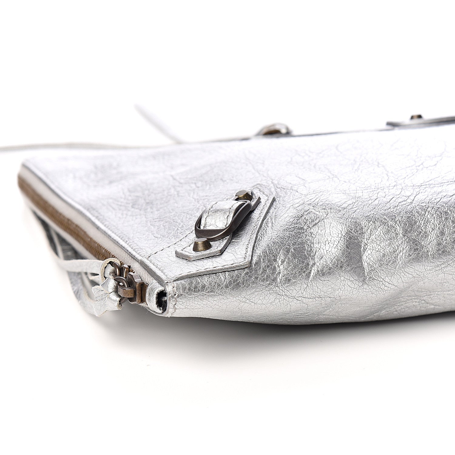 Balenciaga Agneau Classic Hardware Small Pouch Gris Aluminum 9 of 11