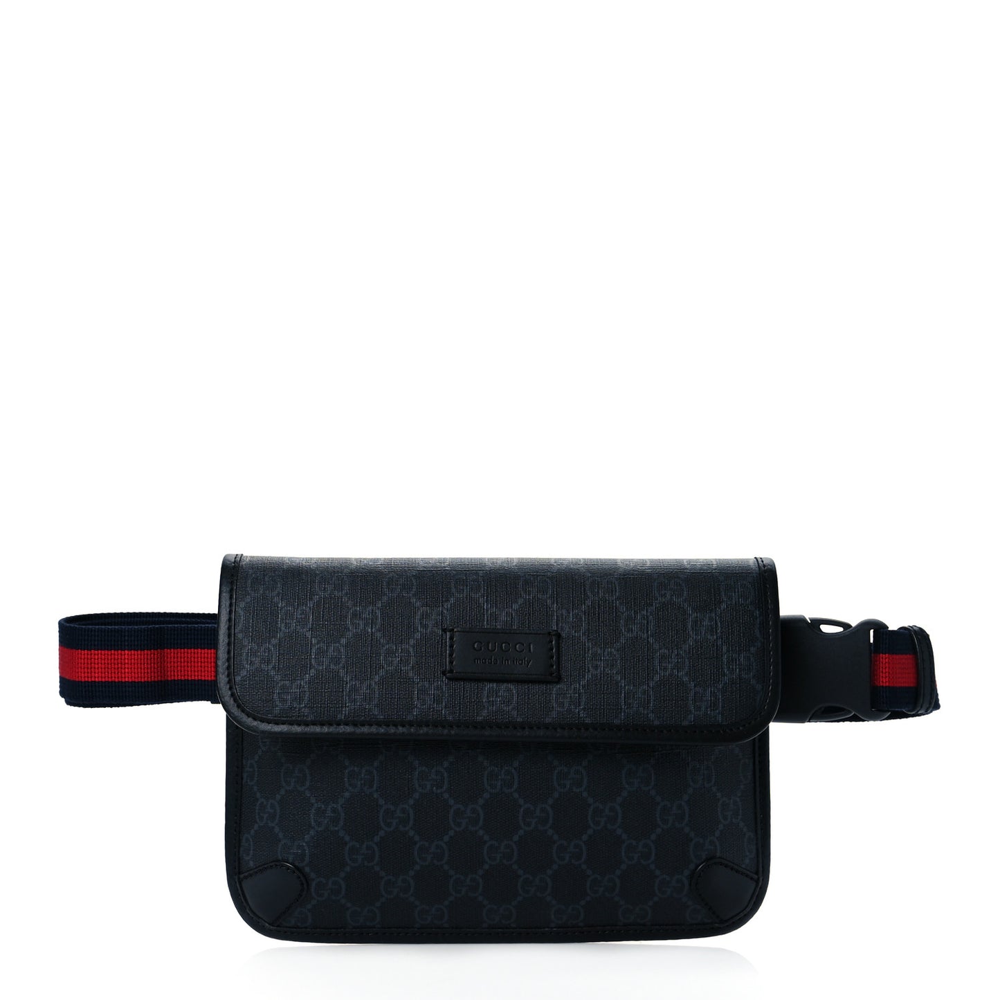 GG Supreme Monogram Web Slim Belt Bag Black Grey