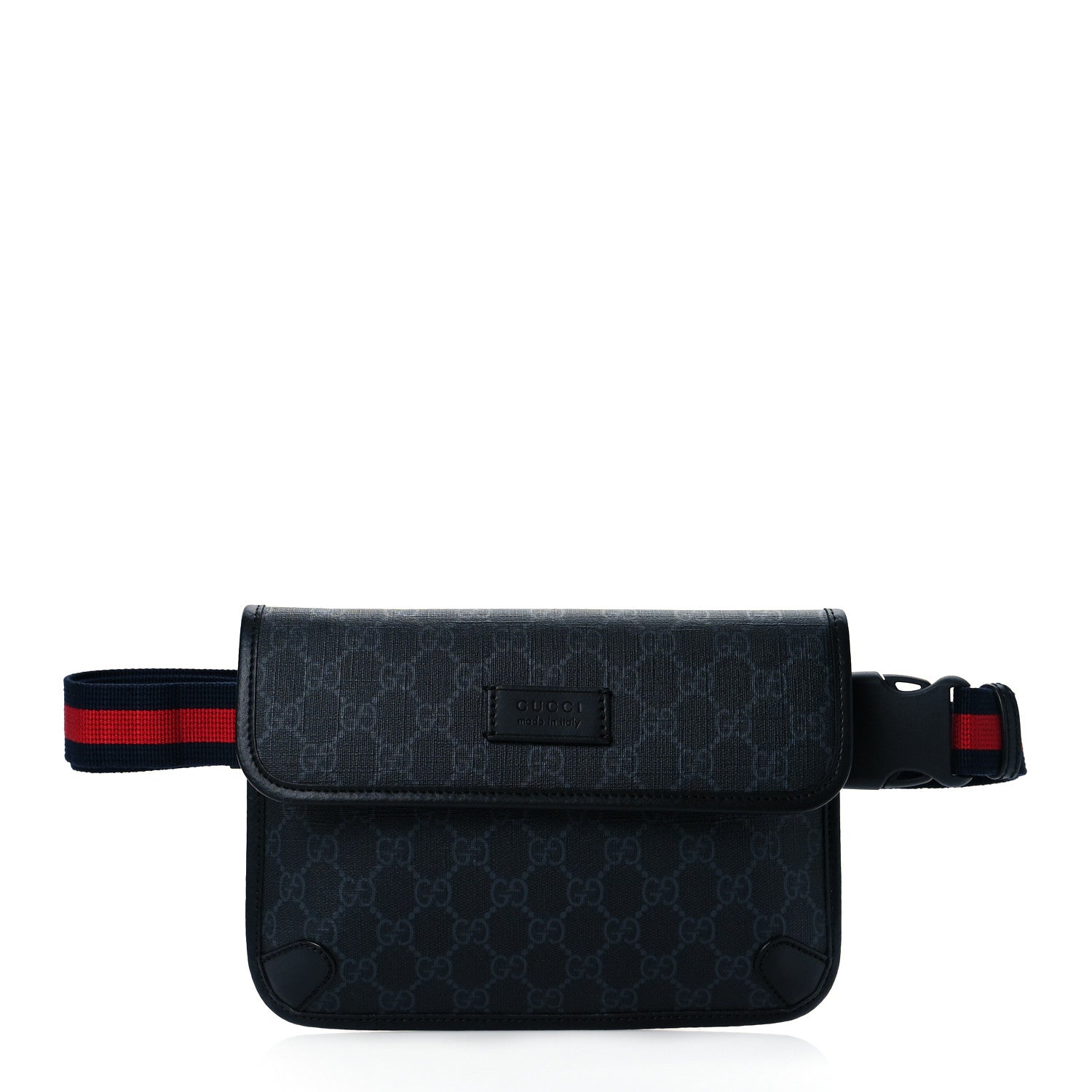 Gucci GG Supreme Monogram Web Slim Belt Bag Black Grey 1 of 11