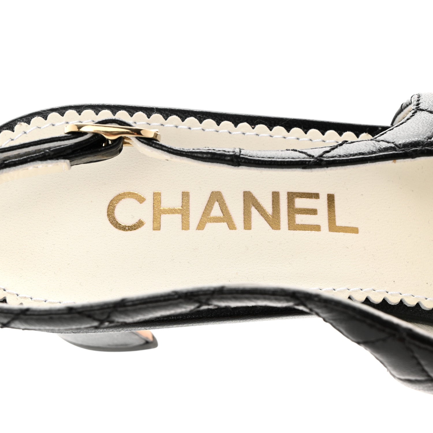 Chanel Lambskin Grosgrain Quilted Cap Toe CC Chain Slingback Pumps 40 Black 6 of 8