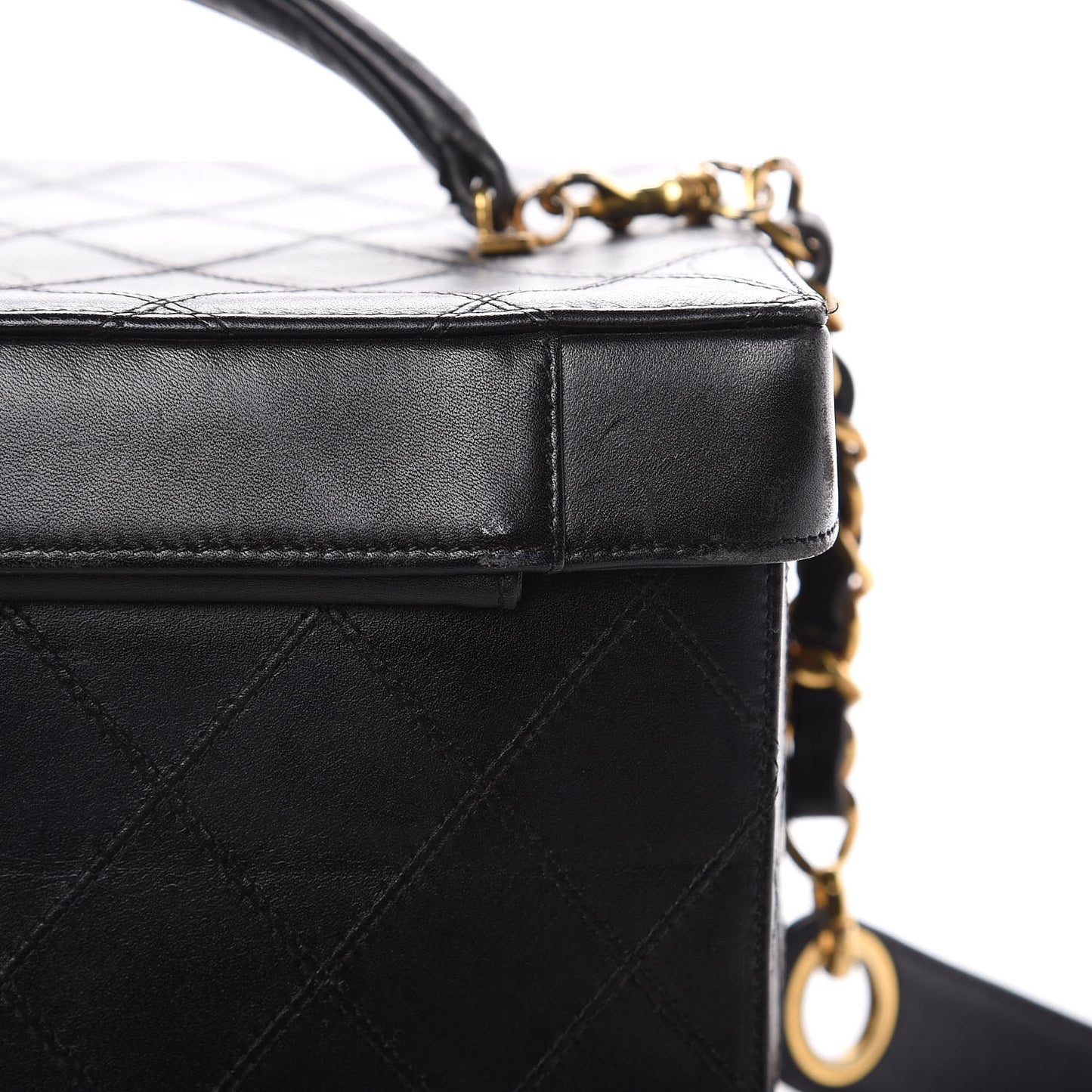 Calfskin Stitch Vanity Case Black