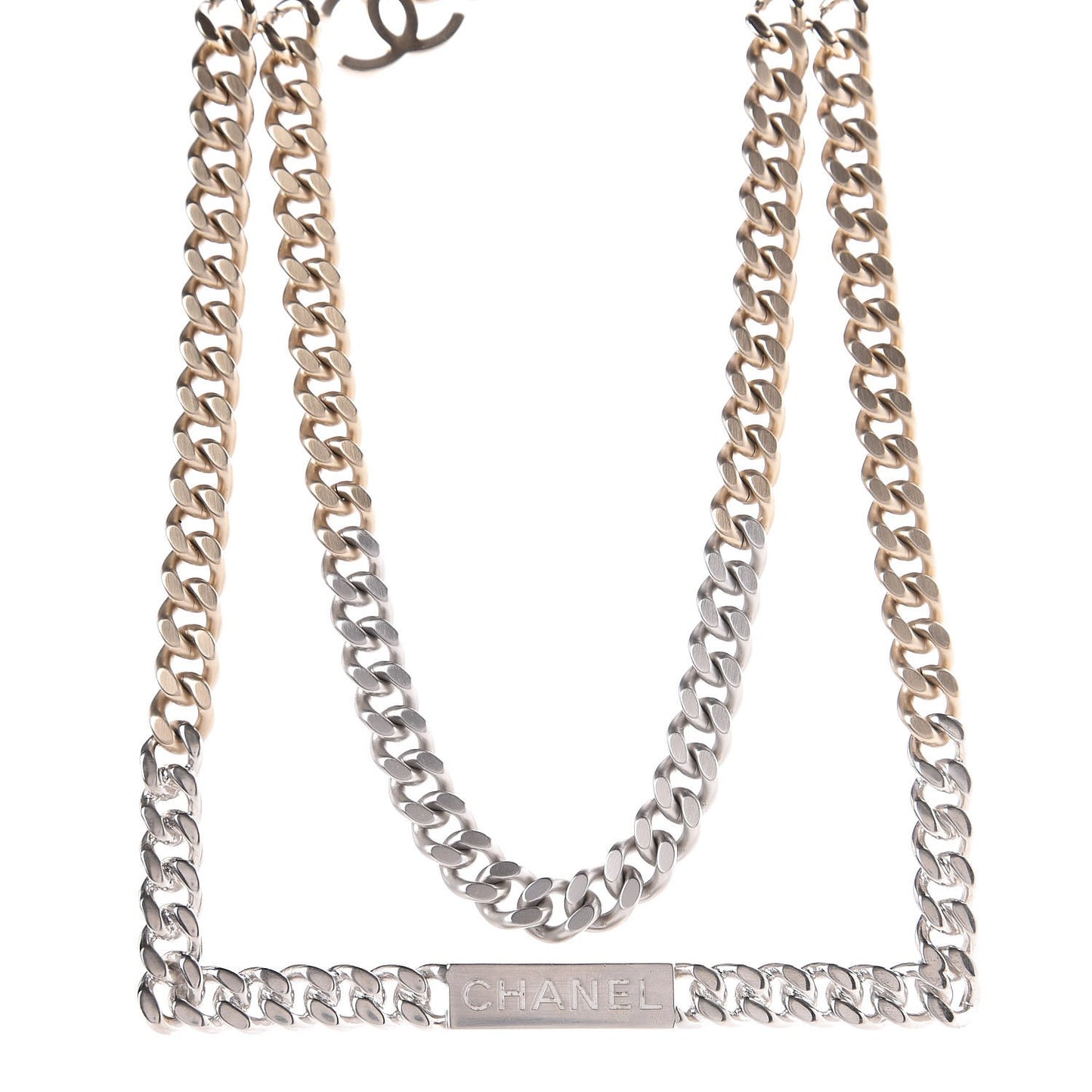 Oversized Chain Logo Short Necklace Gold Silver