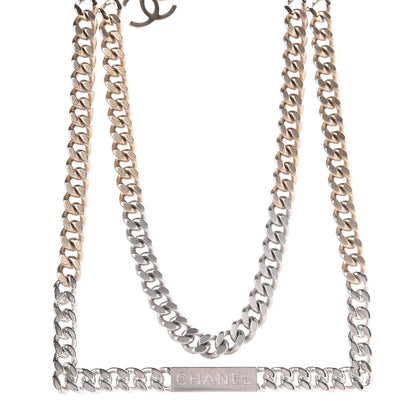 Chanel Oversized Chain Logo Short Necklace Gold Silver 1 of 5