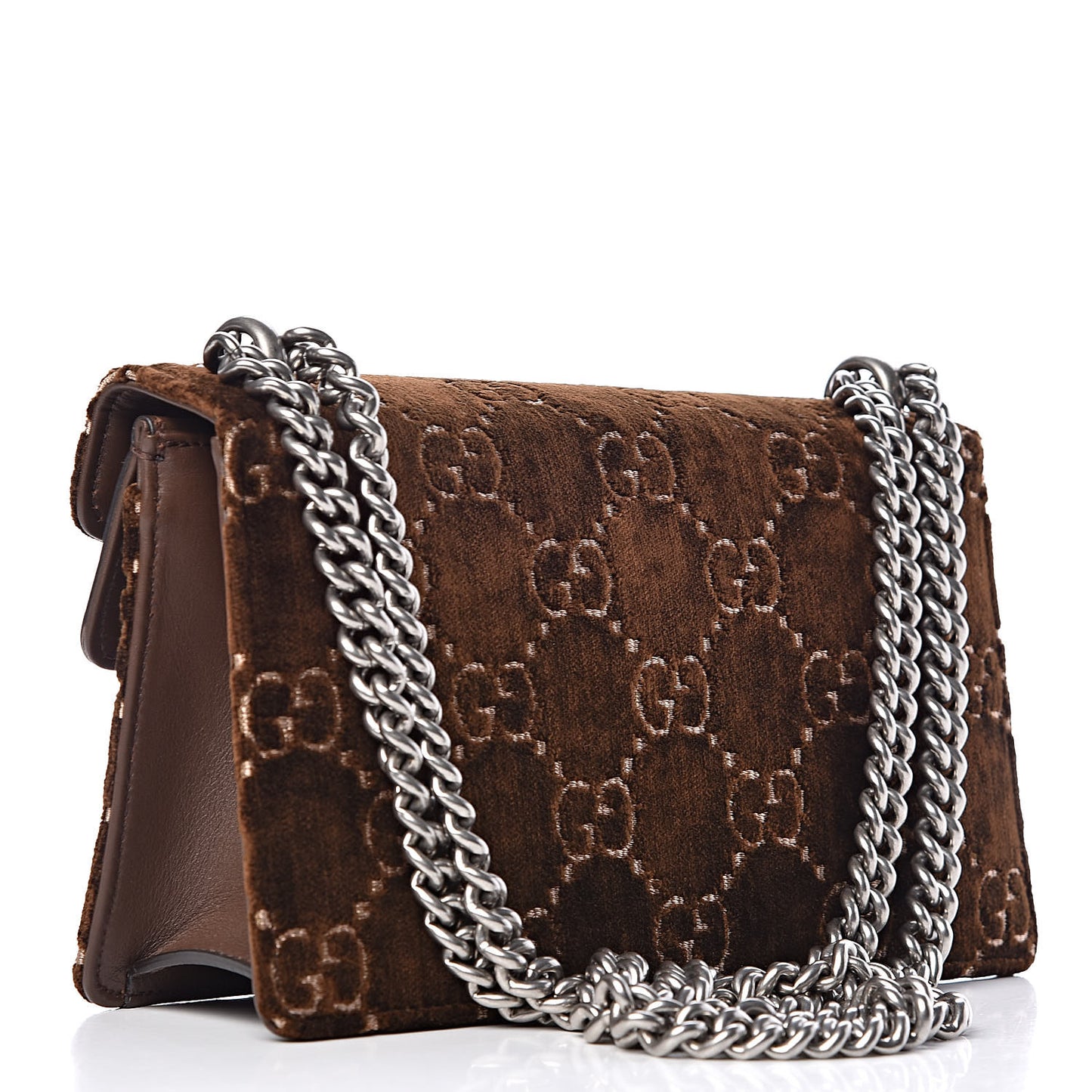 Velvet Moon Calfskin Crystal GG Monogram Small Dionysus Shoulder Bag Brown Vintage Cocoa Black Diamond