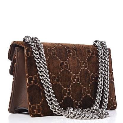Gucci Velvet Moon Calfskin Crystal GG Monogram Small Dionysus Shoulder Bag Brown Vintage Cocoa Black Diamond 3 of 10