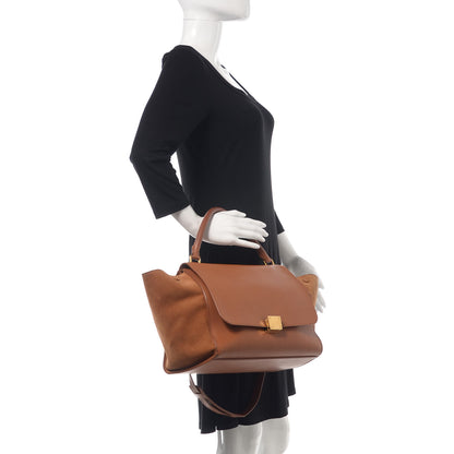 Celine Natural Calfskin Suede Medium Trapeze Tan 2 of 19