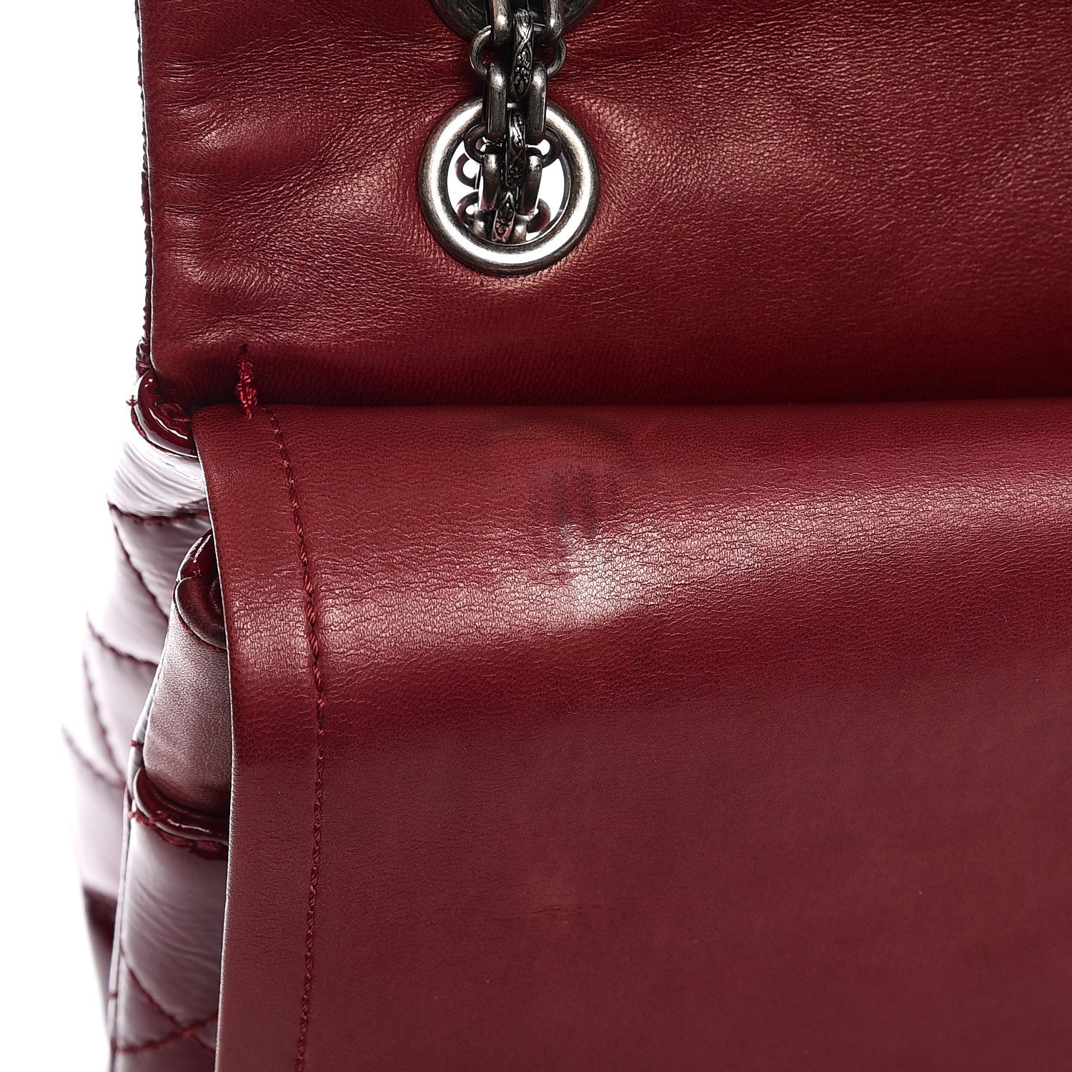 Chanel Distressed Patent 2.55 Reissue 227 Flap Raspberry Red 9 of 12