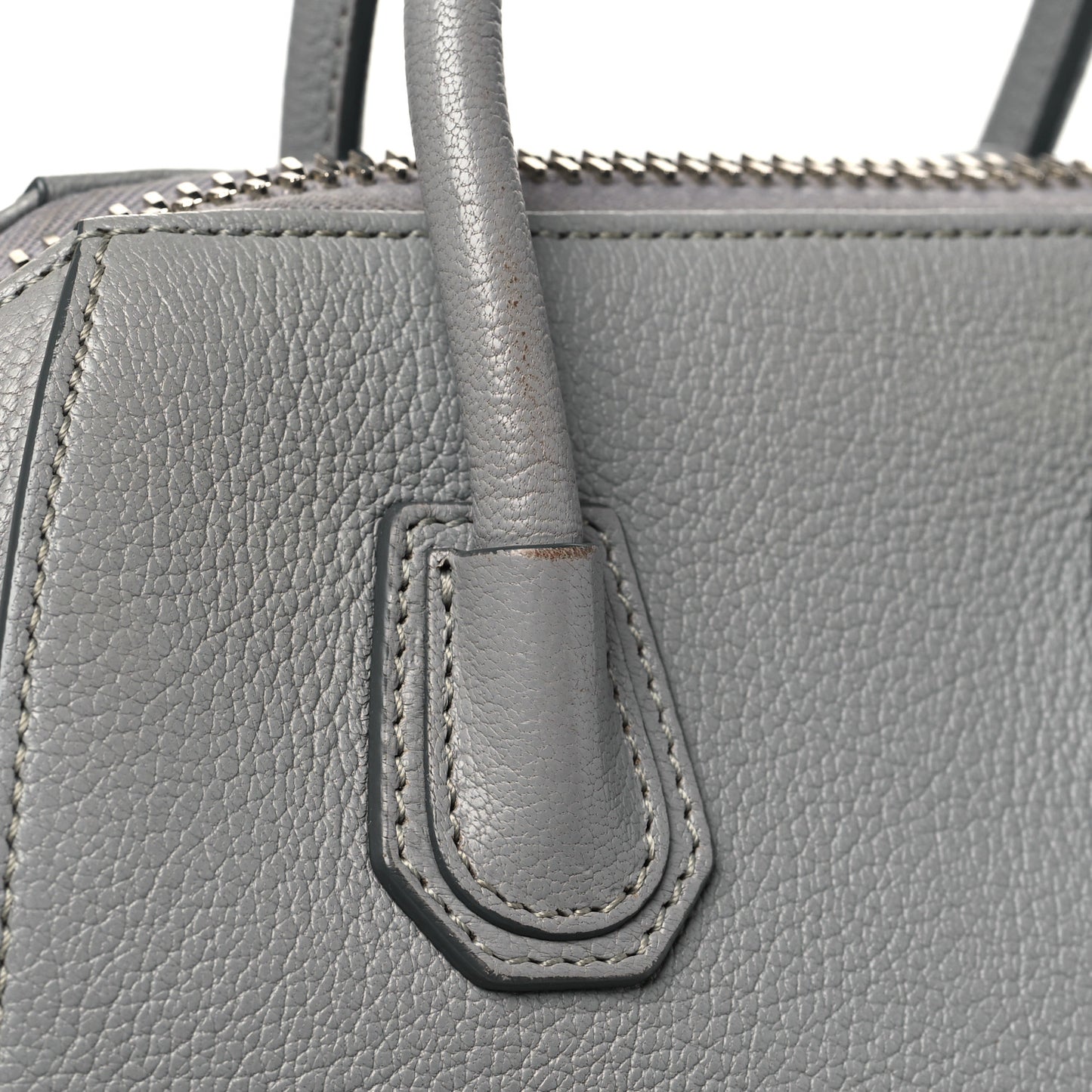 Sugar Goatskin Mini Antigona Pearl Grey