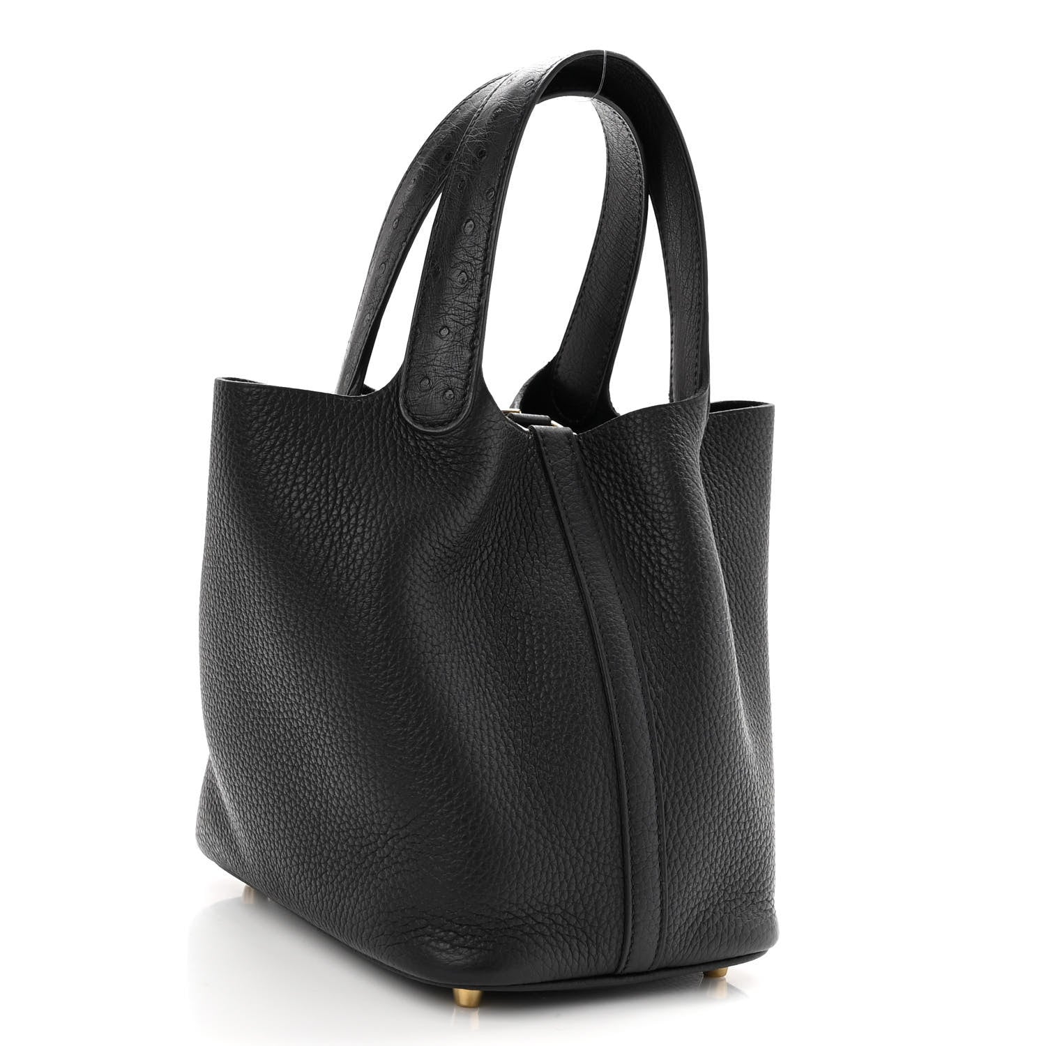 Hermes Taurillon Clemence Ostrich Touch Picotin Lock 18 PM Black 3 of 10