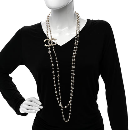 Chanel Crystal Pearl CC Charms Necklace Gold 2 of 5