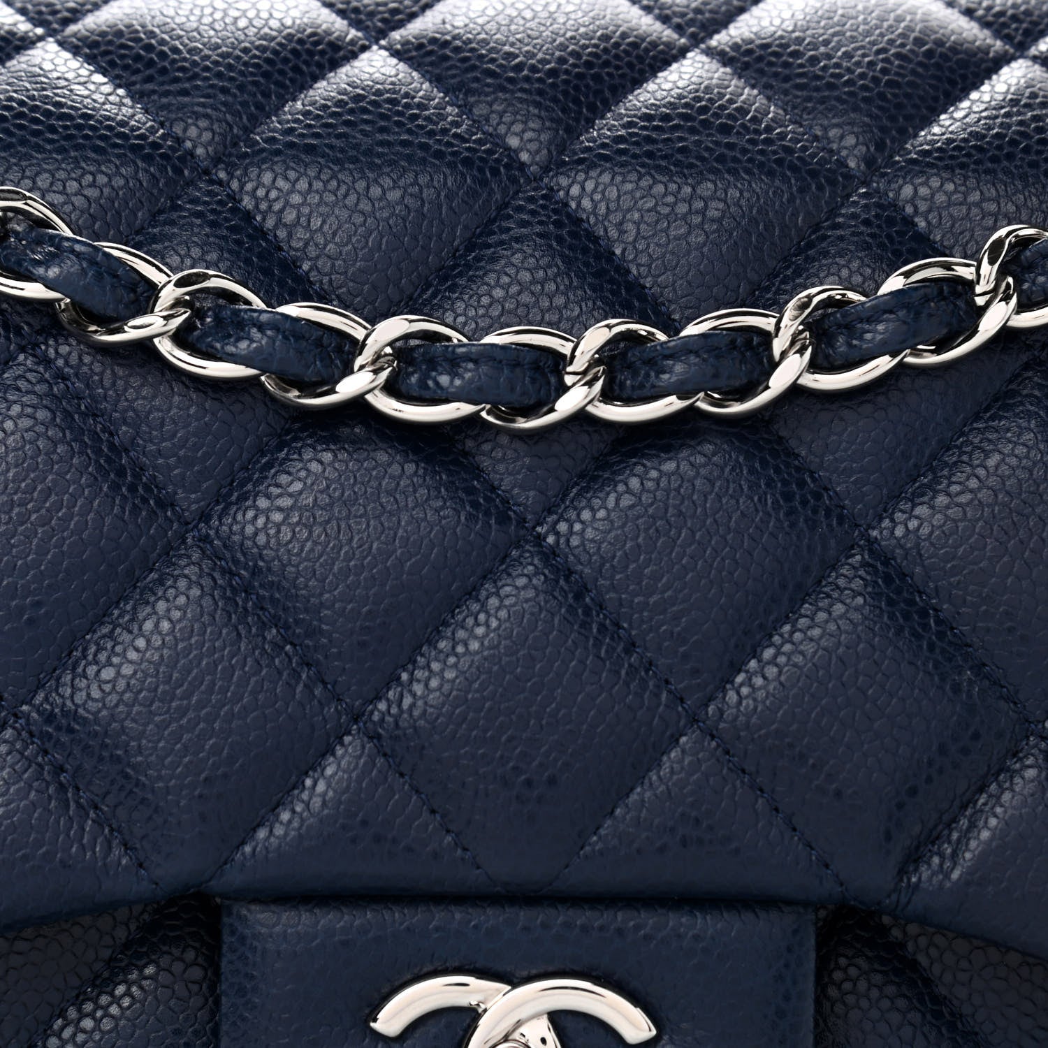 Chanel Caviar Quilted Jumbo Double Flap Navy Blue 8 of 12