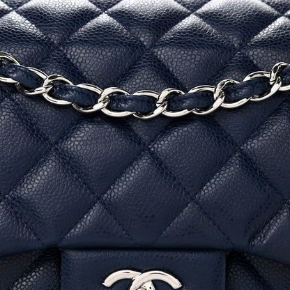 Chanel Caviar Quilted Jumbo Double Flap Navy Blue 8 of 12