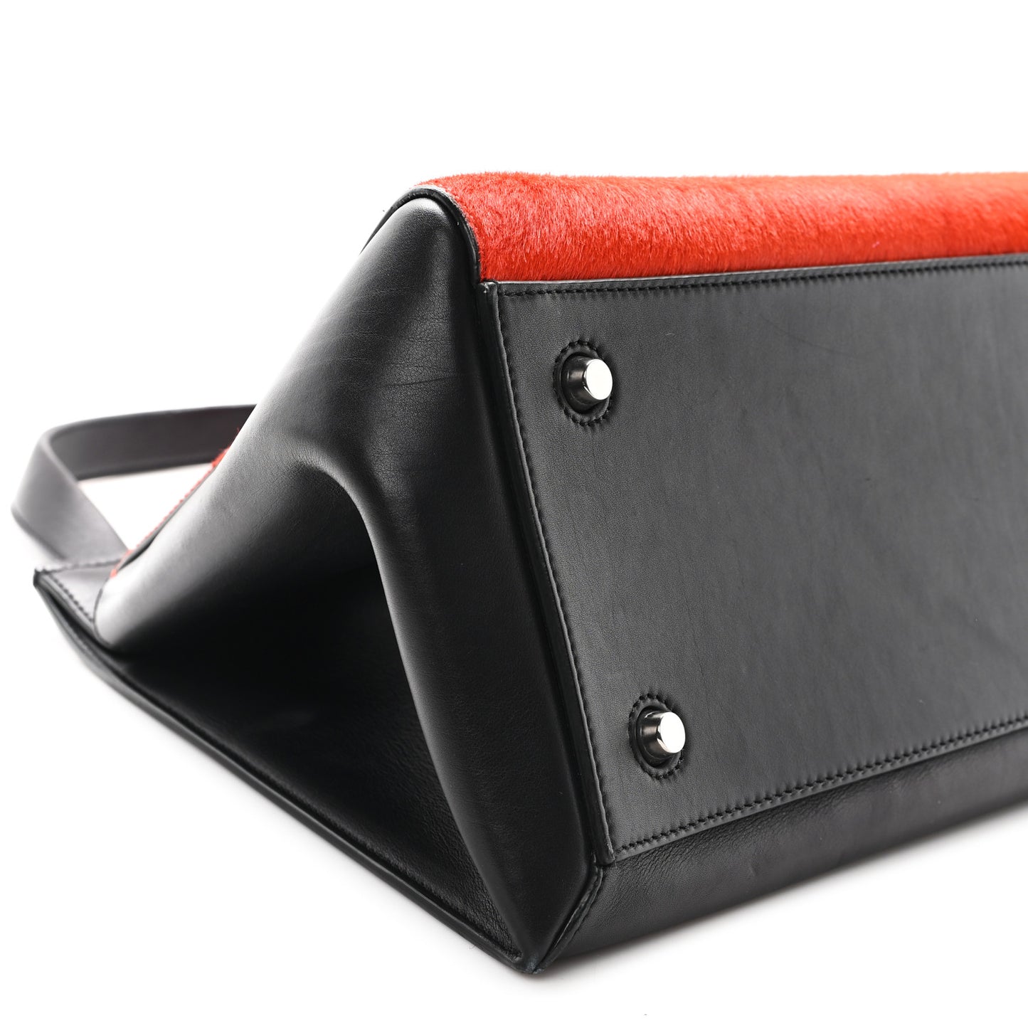 Pony Hair Medium Edge Shoulder Bag Vermillion