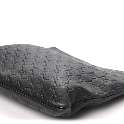 Gucci Guccissima Medium Flat Messenger Bag Black 10 of 10