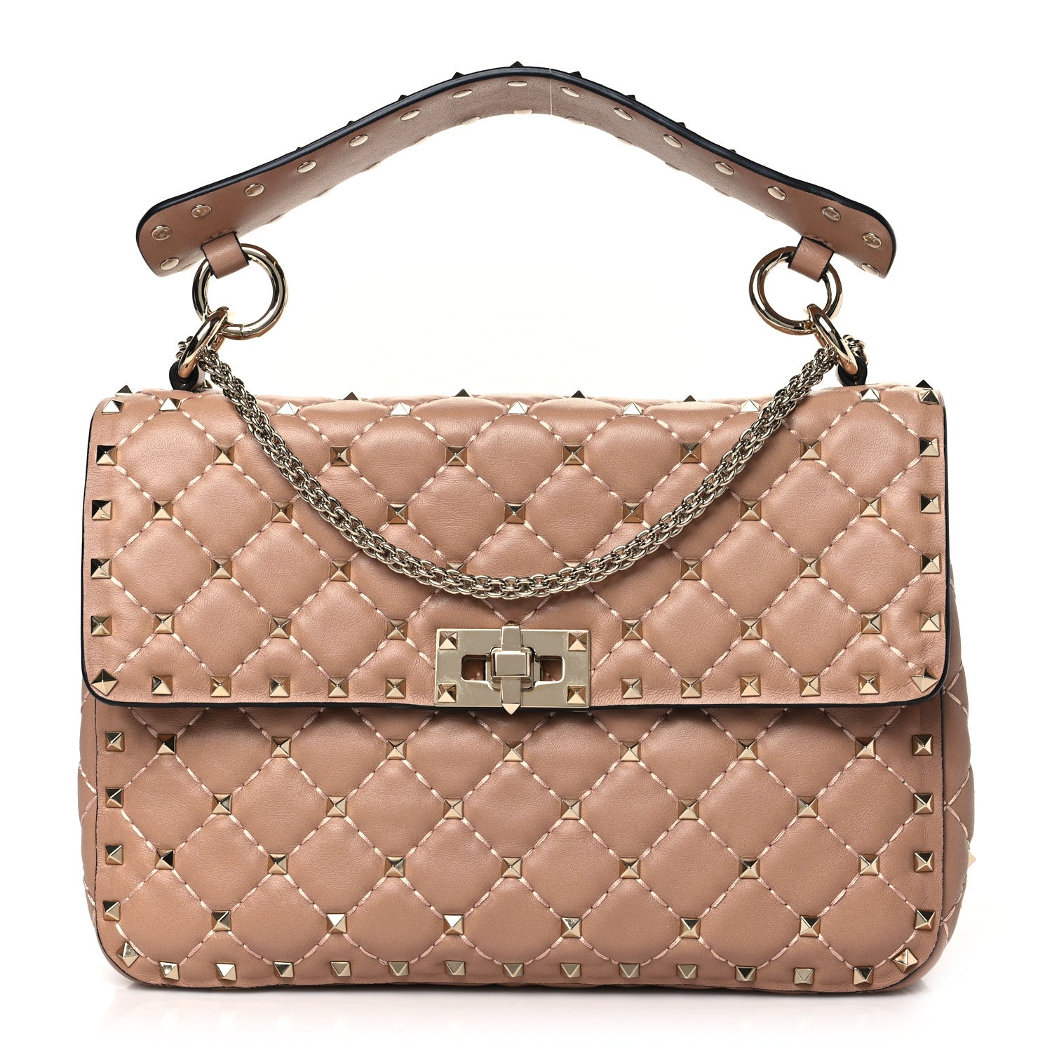 Valentino Garavani Lambskin Medium Rockstud Spike Shoulder Bag Poudre 1 of 8