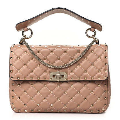Valentino Garavani Lambskin Medium Rockstud Spike Shoulder Bag Poudre 1 of 8
