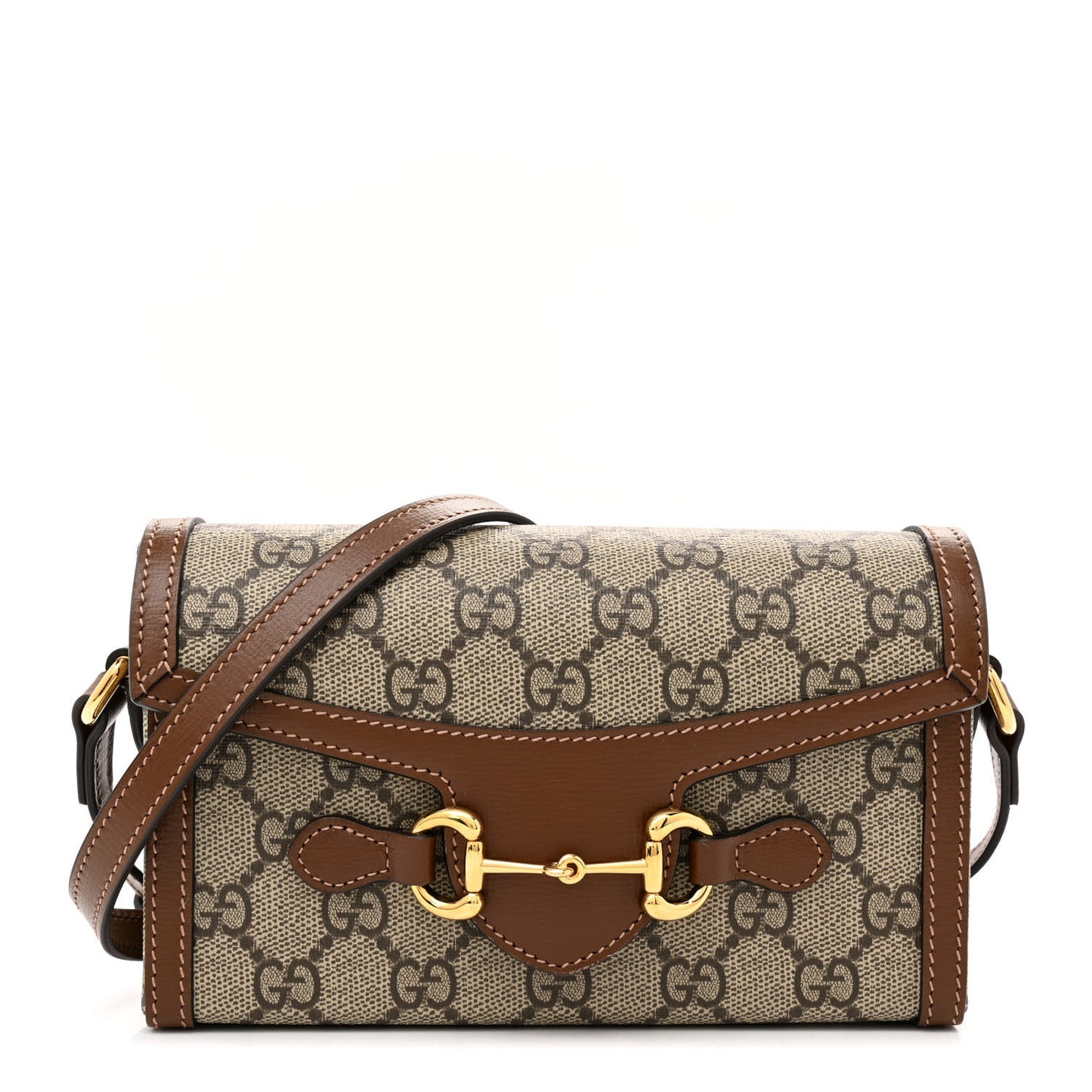 GG Supreme Monogram Mini Horsebit 1955 Shoulder Bag Beige Brown Sugar