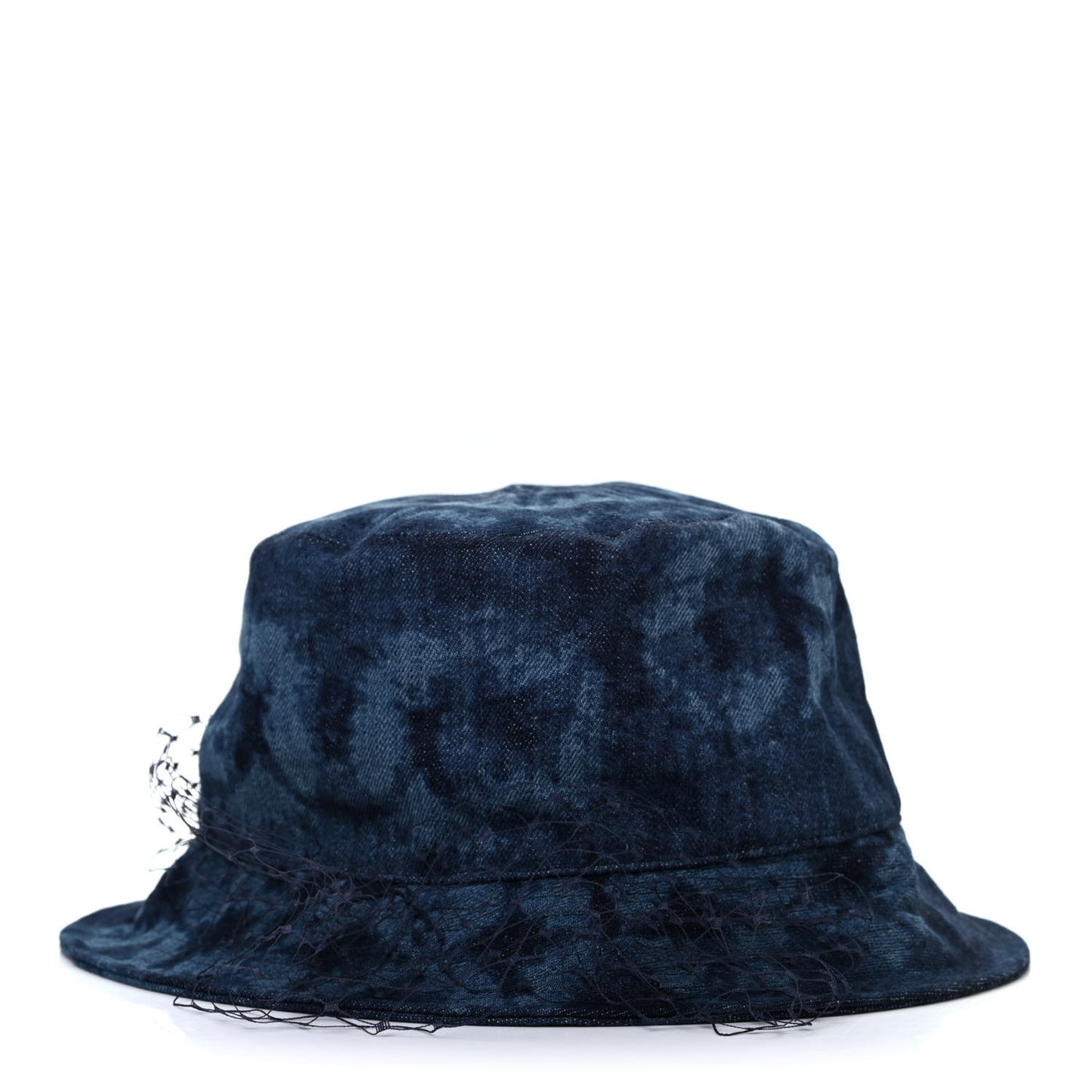 Cotton Small Kaleidoscopic Brim Bucket Hat with Veil 57 Blue