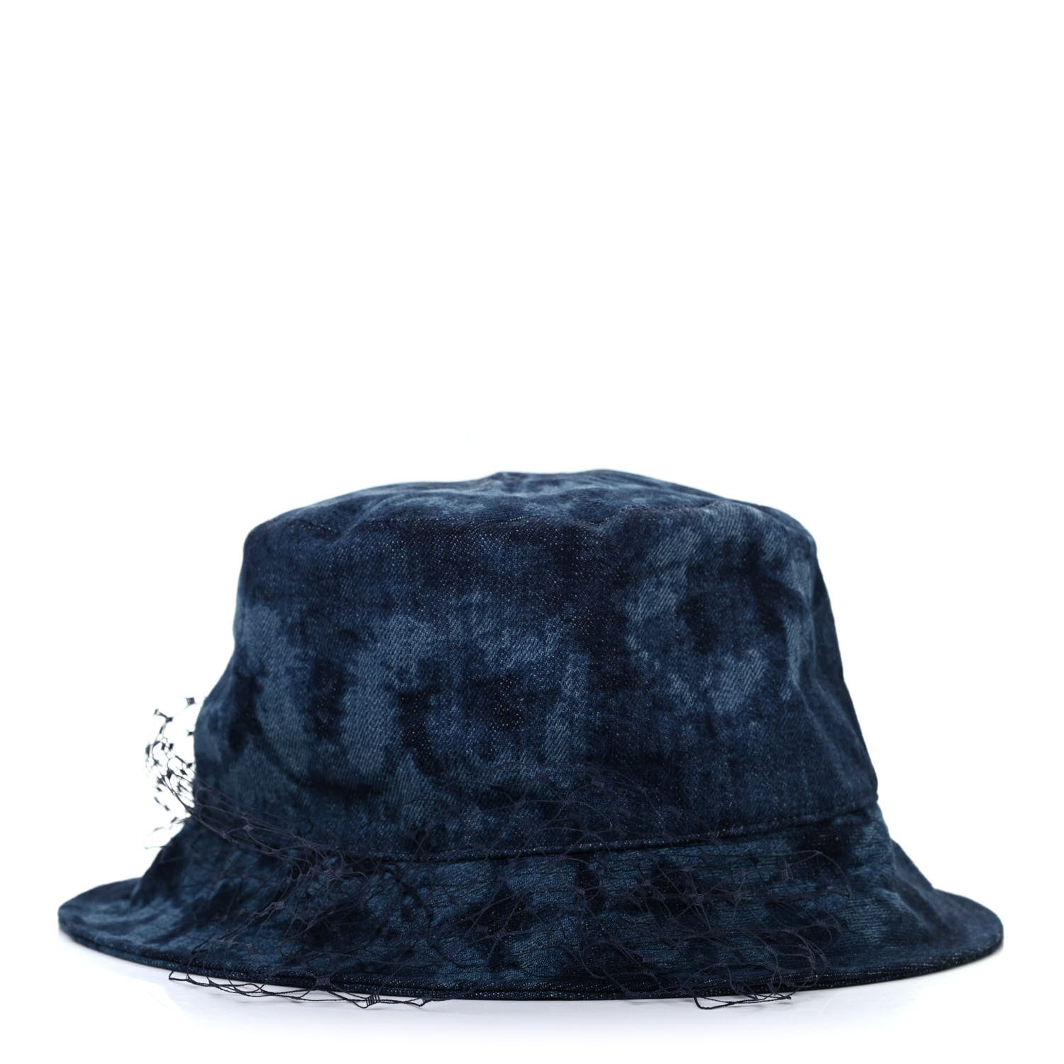 Christian Dior Cotton Small Kaleidoscopic Brim Bucket Hat with Veil 57 Blue 1 of 10