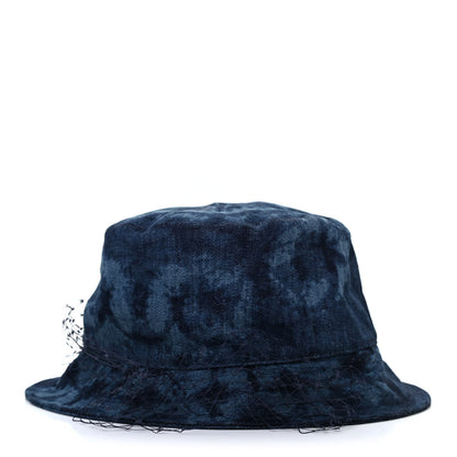 Christian Dior Cotton Small Kaleidoscopic Brim Bucket Hat with Veil 57 Blue 1 of 10