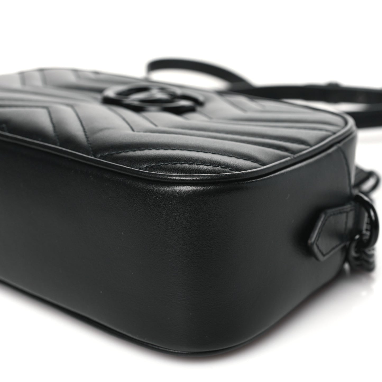 Calfskin Matelasse Monochrome Small GG Marmont Chain Shoulder Bag Black