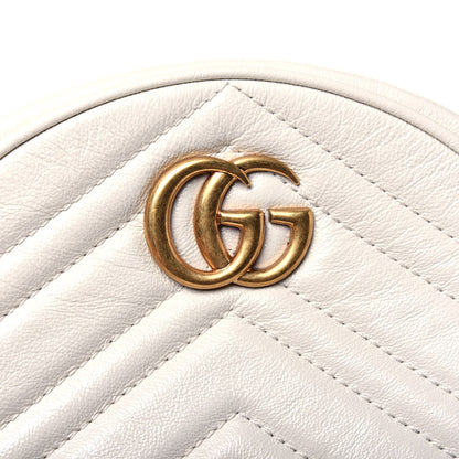 Gucci Calfskin Matelasse Mini GG Marmont Round Shoulder Bag White 12 of 12