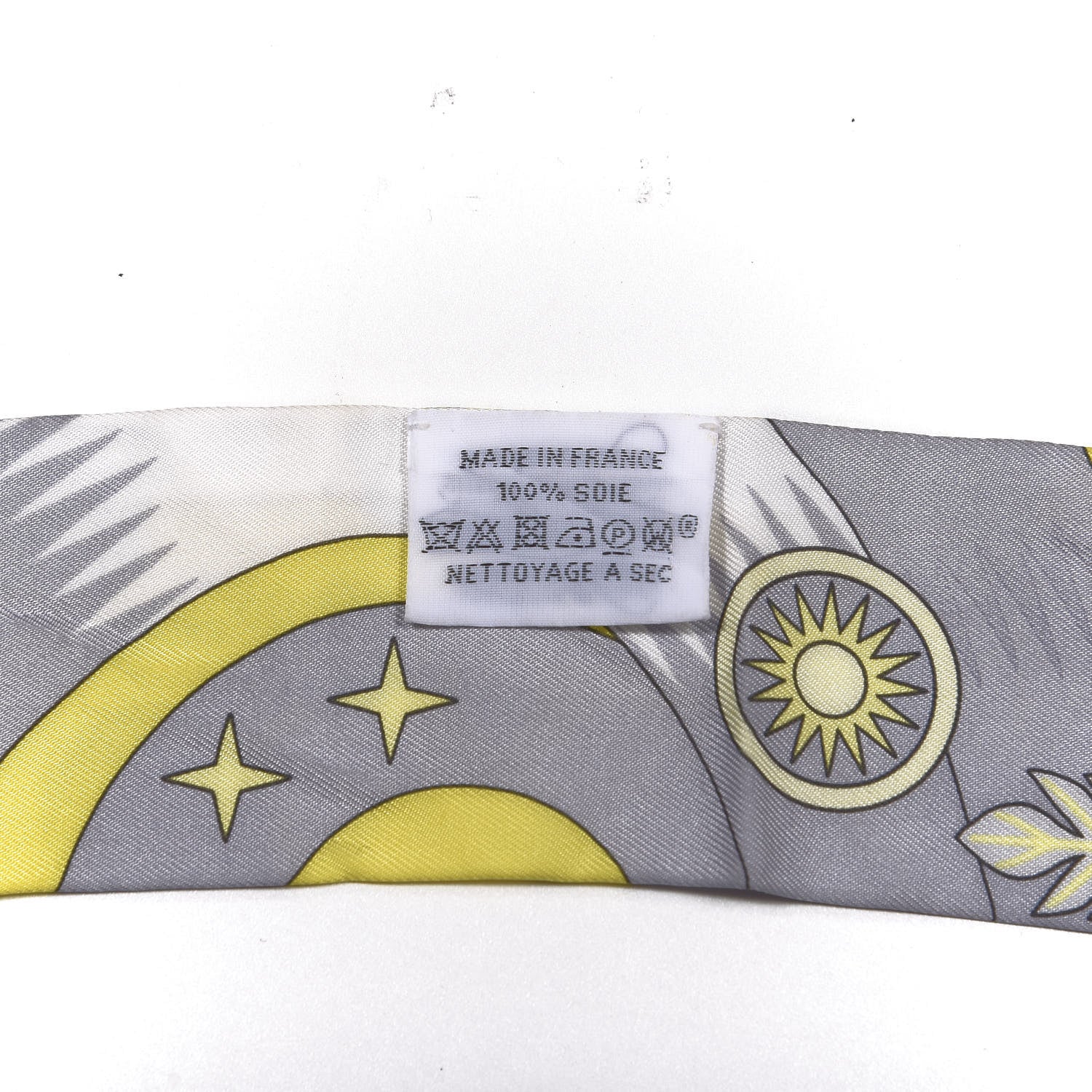 Hermes Silk La Source de Pegase Twilly Jaune Vif Gris Perle 2 of 3
