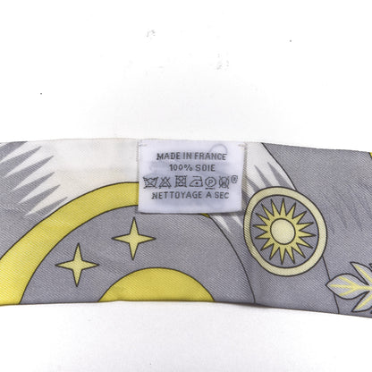 Hermes Silk La Source de Pegase Twilly Jaune Vif Gris Perle 2 of 3