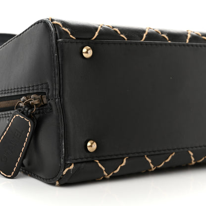 Chanel Calfskin Wild Stitch Vertical Top Handle Bag Black 9 of 14