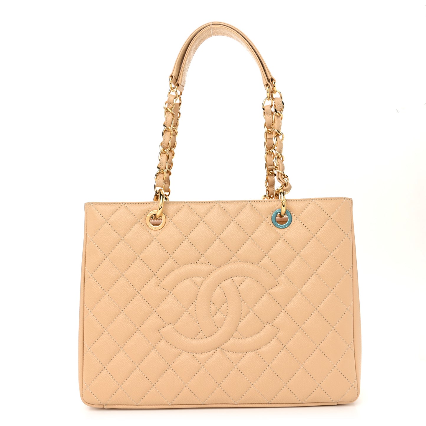 Caviar Quilted Grand Shopping Tote GST Beige