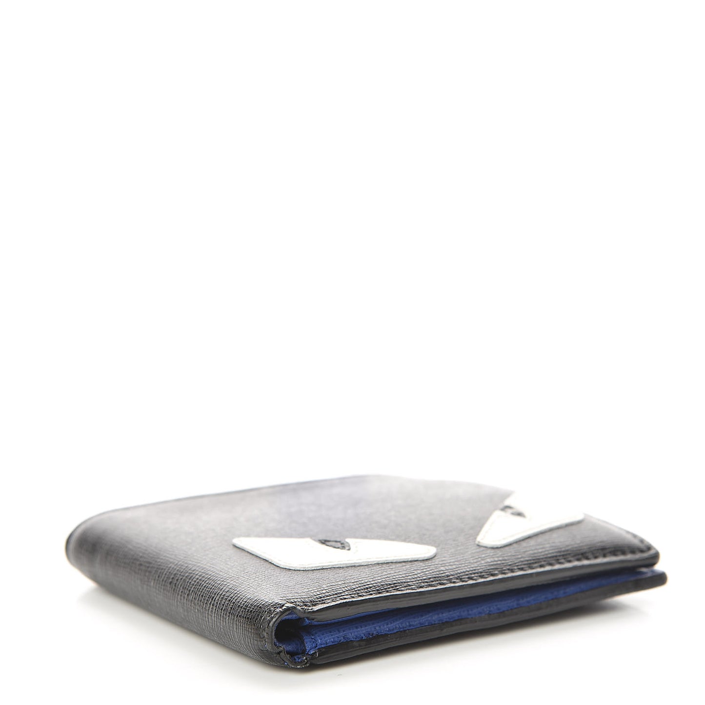Vitello Elite Monster Eyes Inlay Bi-Fold Wallet Asfalto Blue
