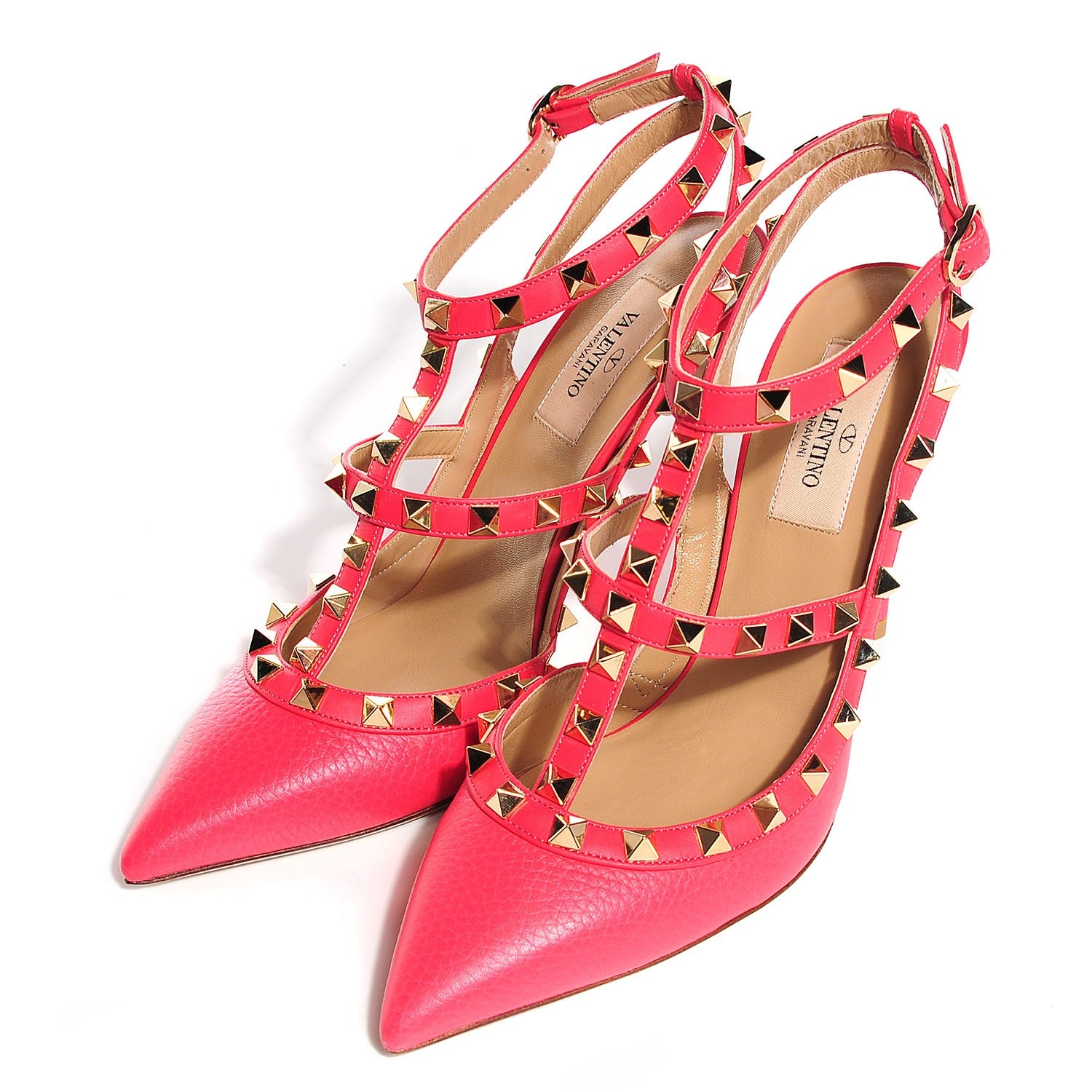 Valentino Garavani Nappa Rockstud Ankle Strap 100mm Pumps 37.5 Deep Rose 3 of 7
