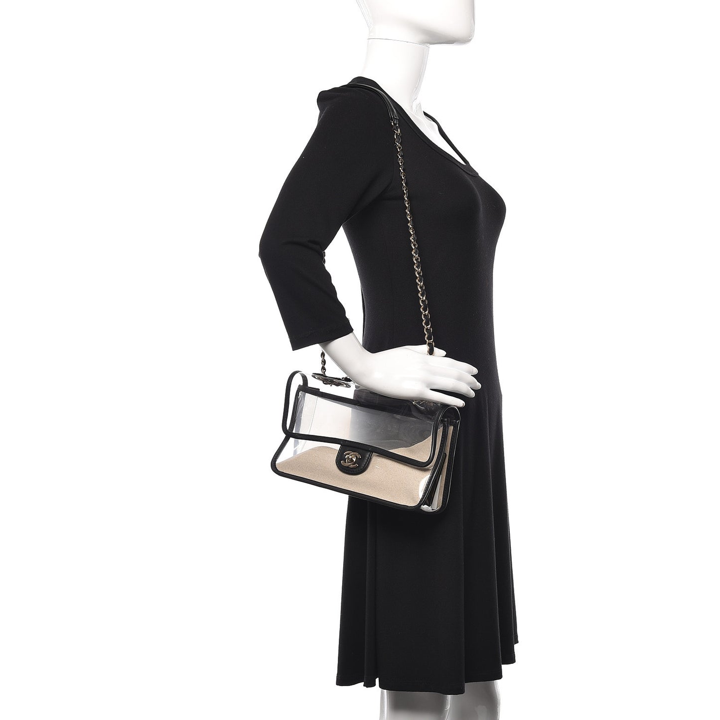 Lambskin PVC Medium Coco Sand Flap Black