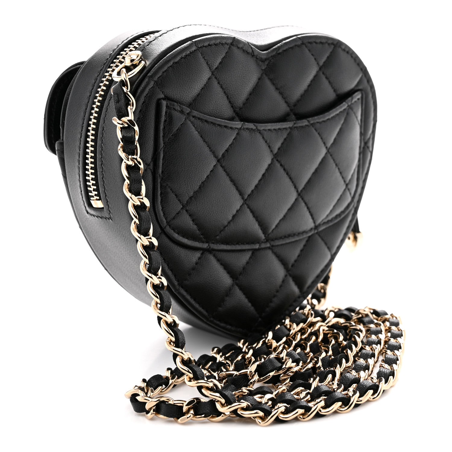 Chanel Lambskin Quilted CC In Love Heart Clutch With Chain Black 3 of 10