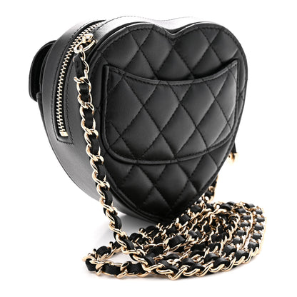 Chanel Lambskin Quilted CC In Love Heart Clutch With Chain Black 3 of 10