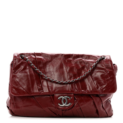 Glazed Calfskin Twisted Maxi Flap Red