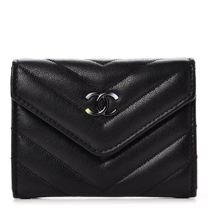 Chanel Lambskin Chevron Quilted Multicolor Card Holder Black 1 of 8