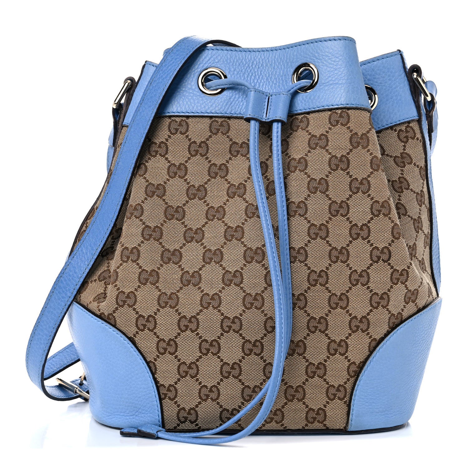 Gucci GG Monogram Calfskin Bucket Bag Blue 1 of 22