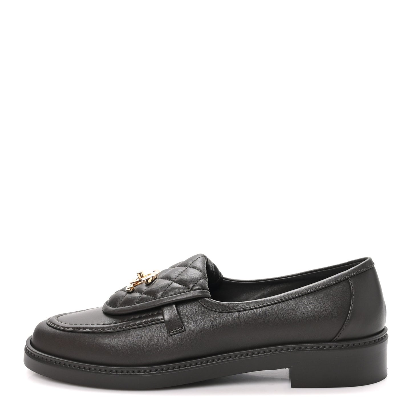 Lambskin Quilted CC Turnlock Loafers 40 Dark Brown
